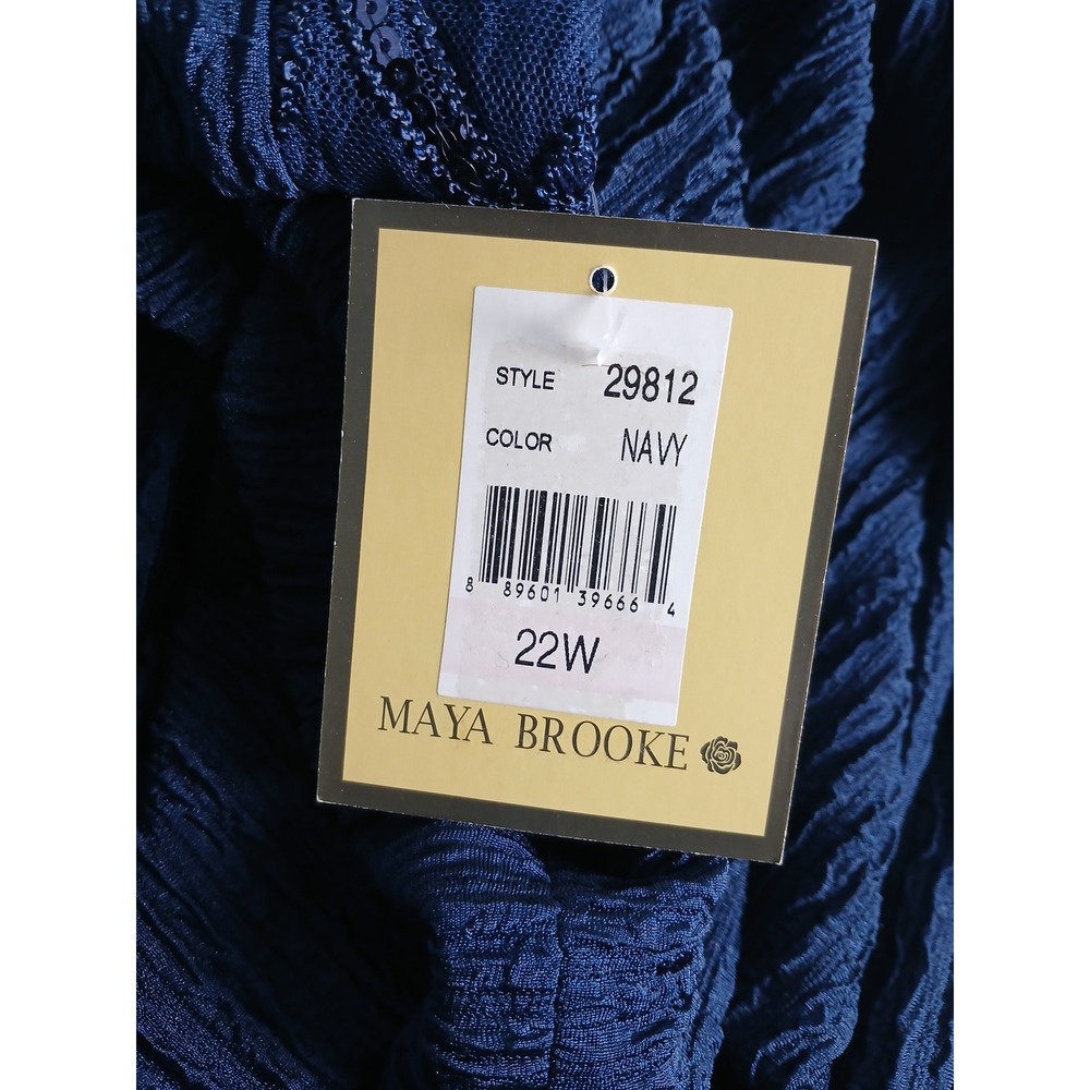 Maya Brooke Navy Blue Sequin Trim Dress and Jacket Set 22W Plus Size NEW - Picture 10 of 11